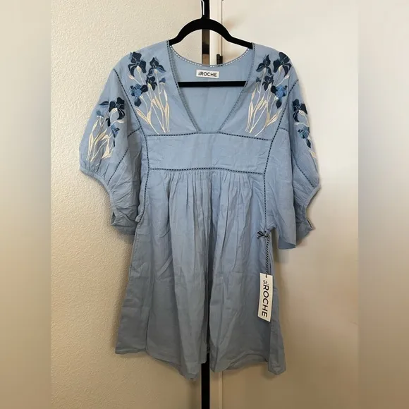 NWT St. Roche HAND LOOMED Lake Mini Dress Wedgewood Blue size XS