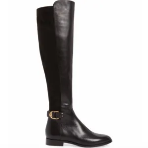 NWT Tory Burch Marsden Over the Knee Boot, black with gold hardware