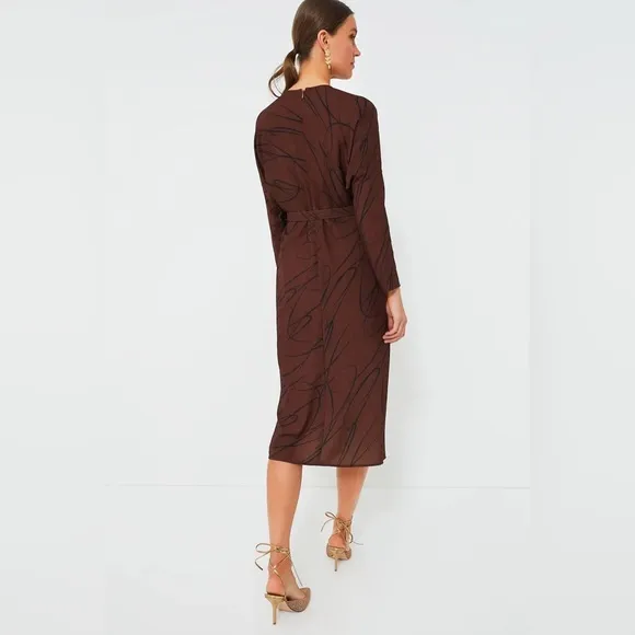 NWT Tuckernuck Bex Twombly Dress Size M | Chocolate Ruffle Midi | Retail:$278