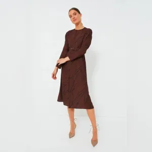 NWT Tuckernuck Bex Twombly Dress Size M | Chocolate Ruffle Midi | Retail:$278