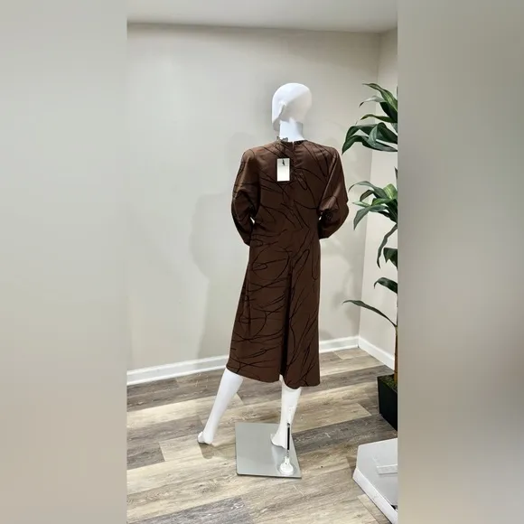NWT Tuckernuck Bex Twombly Dress Size M | Chocolate Ruffle Midi | Retail:$278