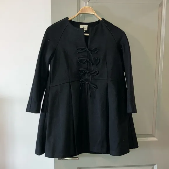NWT Tuckernuck Black Blair Bow Coat Dress Sz XS