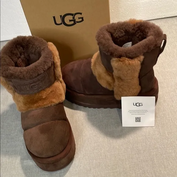 NWT UGG Classic Chillapeak Rich Brown Shearling Short Boot Size 7 Platform