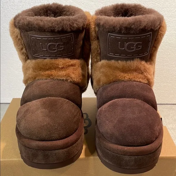 NWT UGG Classic Chillapeak Rich Brown Shearling Short Boot Size 7 Platform