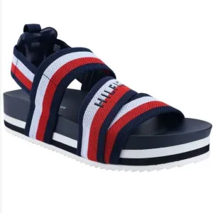NWT w Box Tommy Hilfiger 8 Belia Navy Stretch Slingback Flatform Sandals Shoes