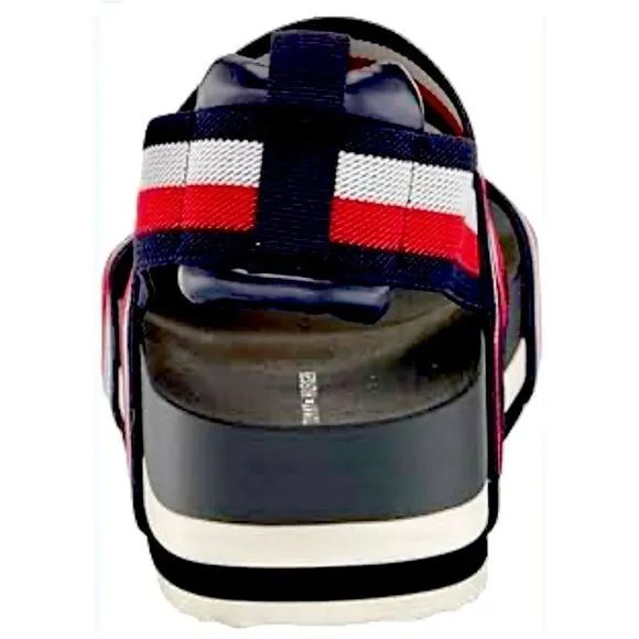 NWT w Box Tommy Hilfiger 8 Belia Navy Stretch Slingback Flatform Sandals Shoes