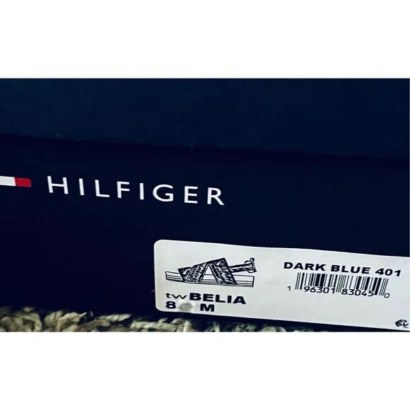 NWT w Box Tommy Hilfiger 8 Belia Navy Stretch Slingback Flatform Sandals Shoes