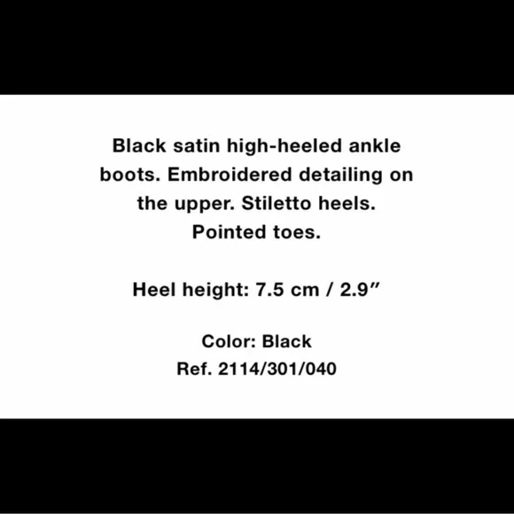 NWT ZARA BLACK SATIN PULL ON POINTED TOE ANKLE BOOTS US8/ EUR 39
