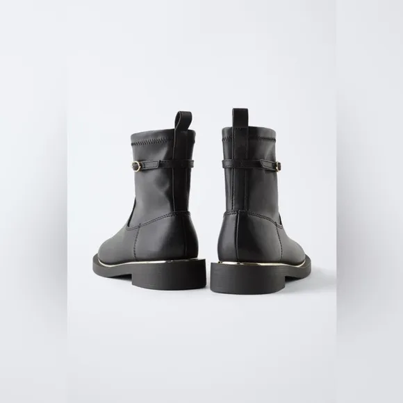 NWT ZARA METALLIC DETAIL ANKLE BOOTS