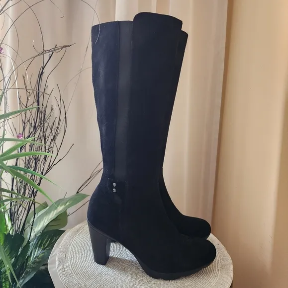 NWTBlondo Women's Suede Tall Riding Boots Waterproof Side Zip Heeled Sz 9.5 W