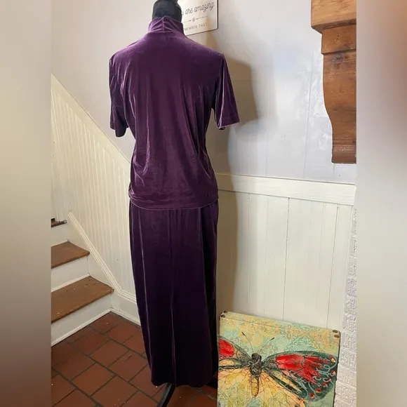 NY &amp; CO Vintage purple velvet skirt, top turtleneck 90s Y2K New York &amp; Company