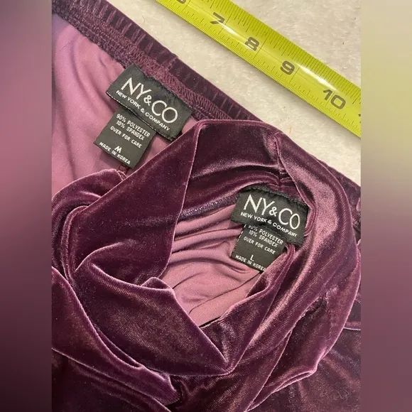 NY &amp; CO Vintage purple velvet skirt, top turtleneck 90s Y2K New York &amp; Company