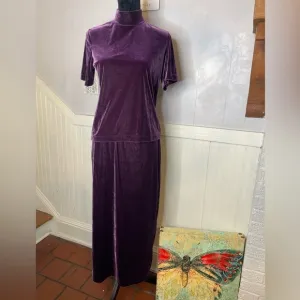 NY &amp; CO Vintage purple velvet skirt, top turtleneck 90s Y2K New York &amp; Company