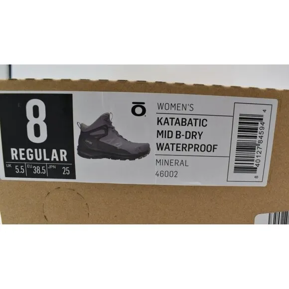 Oboz Womens Size 8 Katabatic Mid Mineral B-Dry Waterproof Hiking Boots Shoes