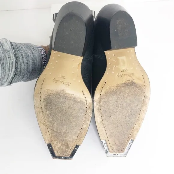 𝅺OFF White C/O Virgil Abloh Black leather, Western ankle boots