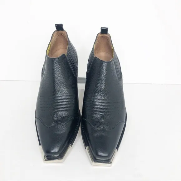 𝅺OFF White C/O Virgil Abloh Black leather, Western ankle boots