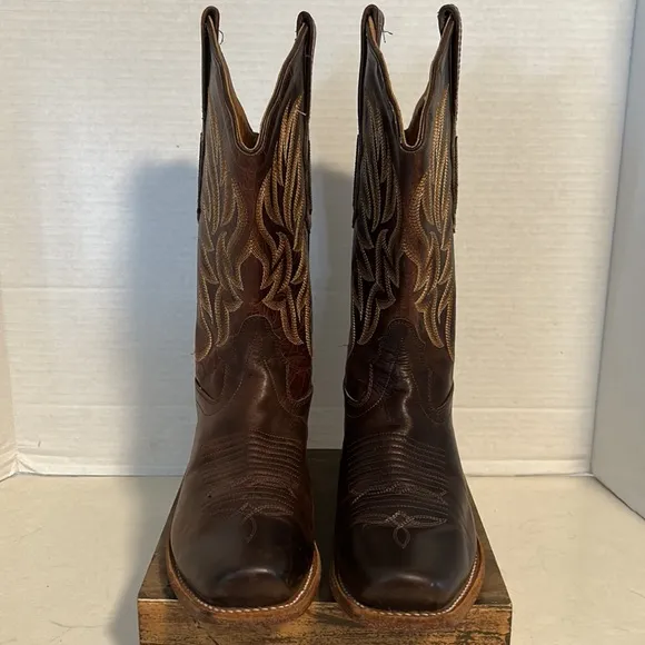 Old West Brown Square Toe cowboy Boot - Beautiful Chocolate Brown- 18002