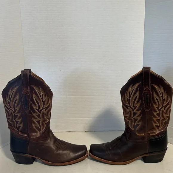 Old West Brown Square Toe cowboy Boot - Beautiful Chocolate Brown- 18002