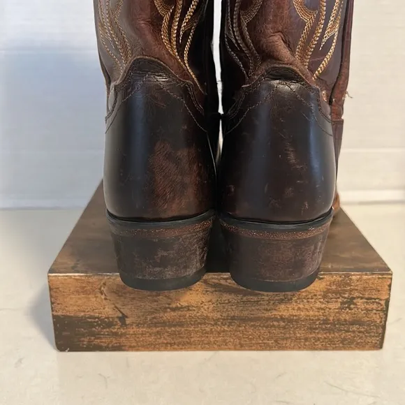 Old West Brown Square Toe cowboy Boot - Beautiful Chocolate Brown- 18002
