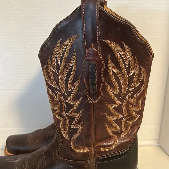 Old West Brown Square Toe cowboy Boot - Beautiful Chocolate Brown- 18002