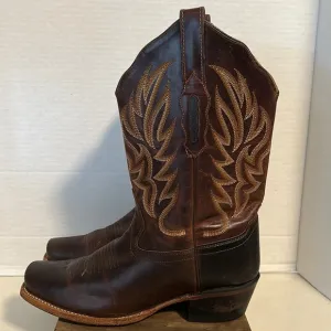 Old West Brown Square Toe cowboy Boot - Beautiful Chocolate Brown- 18002