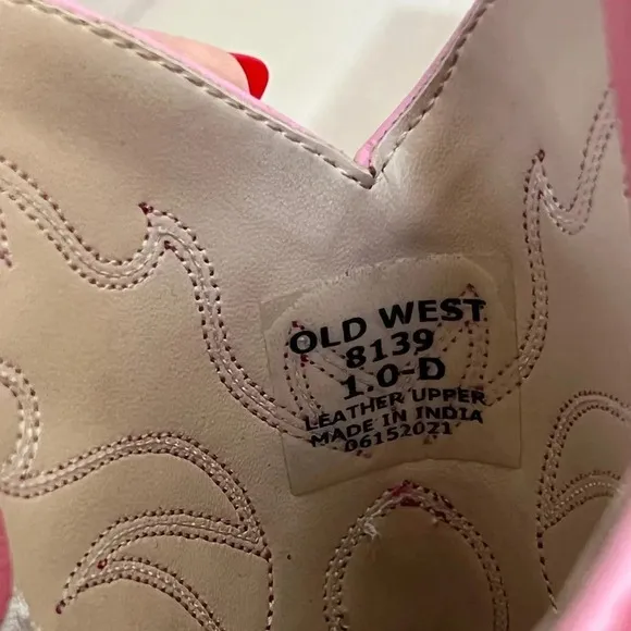 Old West girls cowboy Cowgirl boots western leather embroidered brown pink rodeo