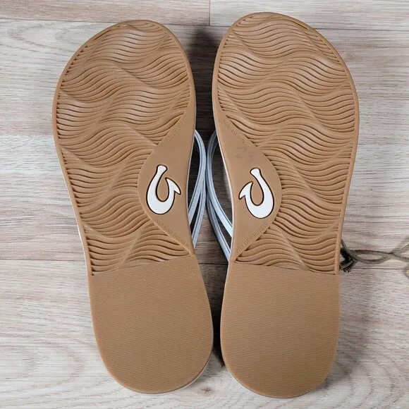 OluKai AKA Sandals Womens Size 7 Gray Irridescent Slippers Flip Flops 20509-ZDVP