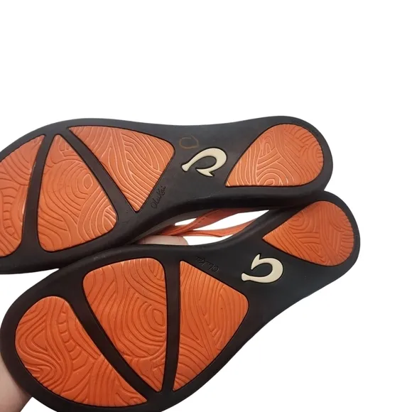 OLUKAI HO'OPIO Papaya Gray Flip Flip Sandals orange gray
