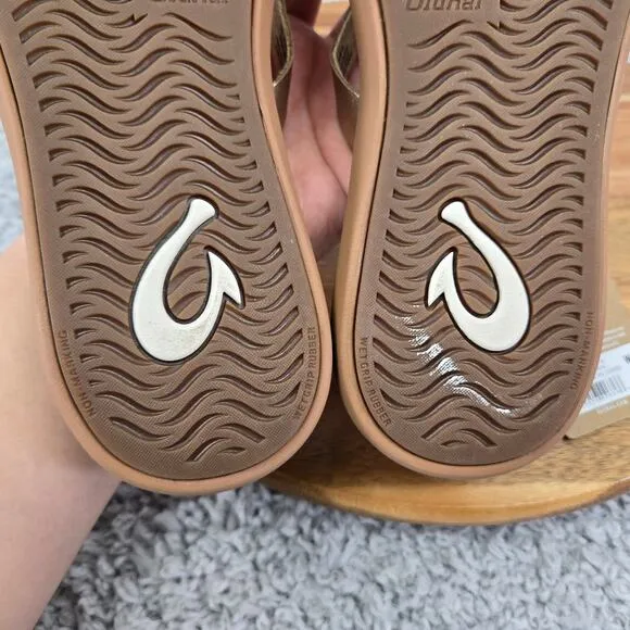 Olukai Kapeha Luana Bubbly Sahara Leather Flip Flop Sandals Womens 9 20468-FAFM
