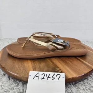 Olukai Kapeha Luana Bubbly Sahara Leather Flip Flop Sandals Womens 9 20468-FAFM