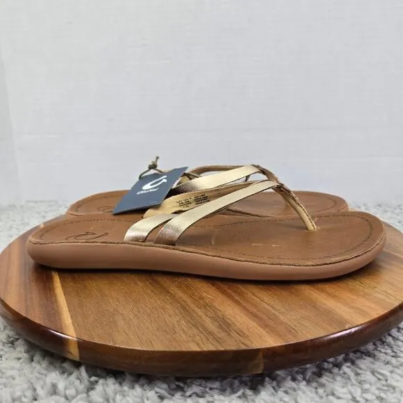 Olukai Kapeha Luana Bubbly Sahara Leather Flip Flop Sandals Womens 9 20468-FAFM