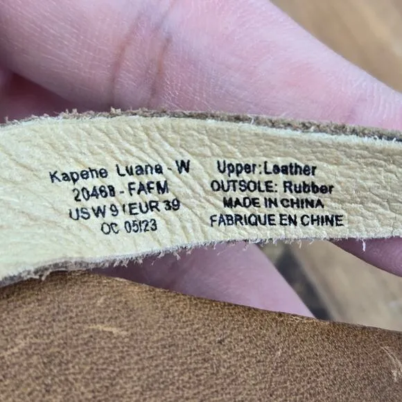 Olukai Kapeha Luana Bubbly Sahara Leather Flip Flop Sandals Womens 9 20468-FAFM