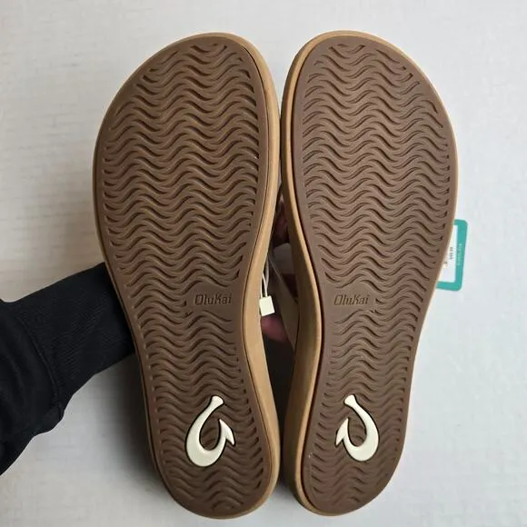 Olukai Kapehe Luana Sandals Size 11 Tapa Womens Leather Flip Flops 20468