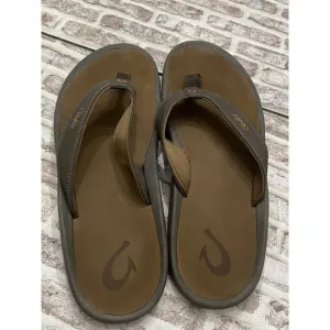Olukai Ohana 10110A Flip Flops Thong Slip On Sandals Dark Java/Tan Mens Size 14