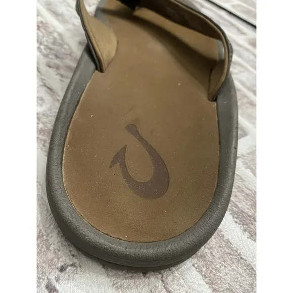 Olukai Ohana 10110A Flip Flops Thong Slip On Sandals Dark Java/Tan Mens Size 14
