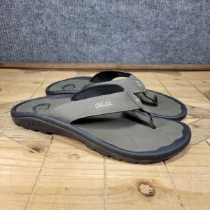 🔥 OluKai Ohana Sandals Men 9 M Brown Black Flip Flop Slides Fish Slippers Thong