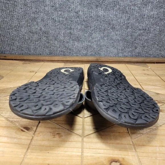 🔥 OluKai Ohana Sandals Men 9 M Gray Black Flip Flop Slides Fish Slippers Thong