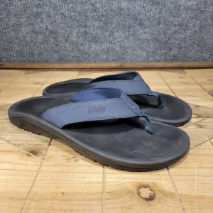🔥 OluKai Ohana Sandals Men 9 M Navy Black Flip Flop Slides Fish Slippers Thong