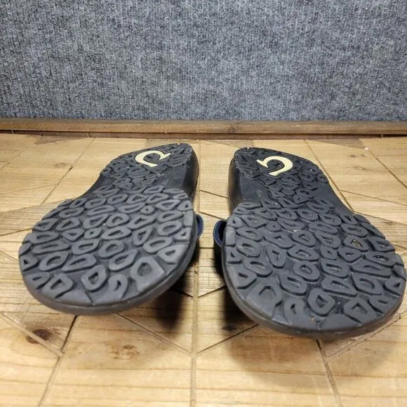 🔥 OluKai Ohana Sandals Men 9 M Navy Black Flip Flop Slides Fish Slippers Thong