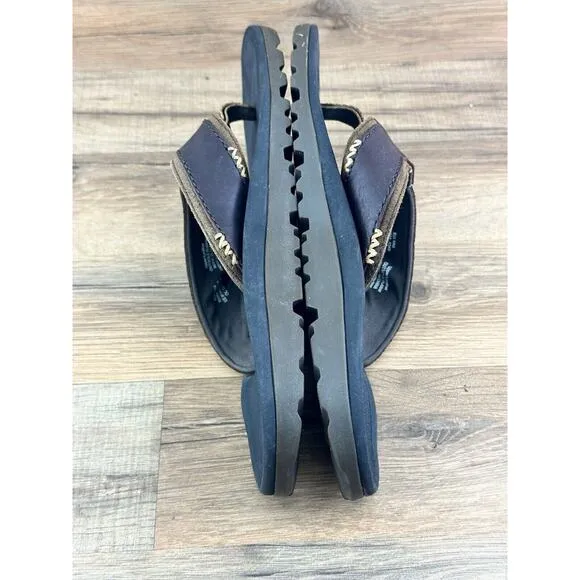 OluKai Pikoi Green Leather Sandal Flip Flop Men's Size 9(42 EU)