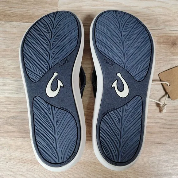 OluKai PI'OE Sandals Women Size 6 Blue Gray Beach Flip Flops Slippers 20443-DEDW