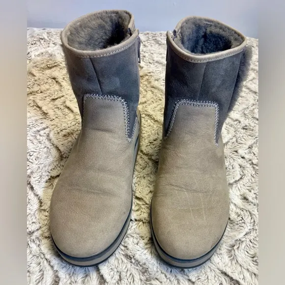 OluKai Women's Pa'ina Hulu Boots Size 9.5 Waterproof Leather Lined Fog Gray