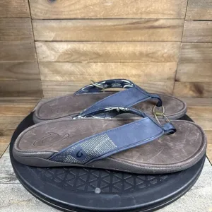 OluKai Men's Size 8 EUR 41 Tuahine Sandals Blue Flip-Flops Comfort Sandals NEW