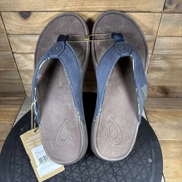 OluKai Men's Size 8 EUR 41 Tuahine Sandals Blue Flip-Flops Comfort Sandals NEW
