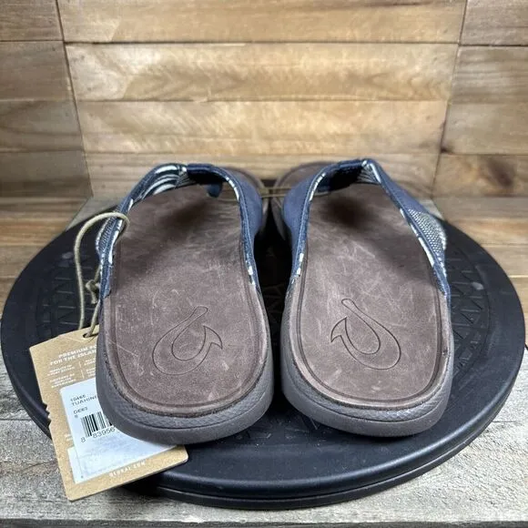 OluKai Men's Size 8 EUR 41 Tuahine Sandals Blue Flip-Flops Comfort Sandals NEW