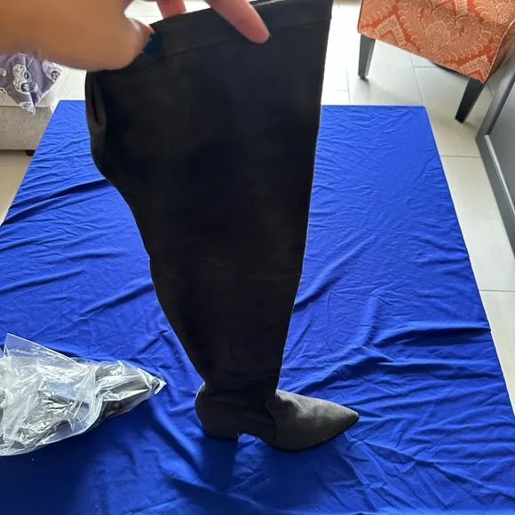 Only worn twice Donald J Pliner thigh high gray suede boots