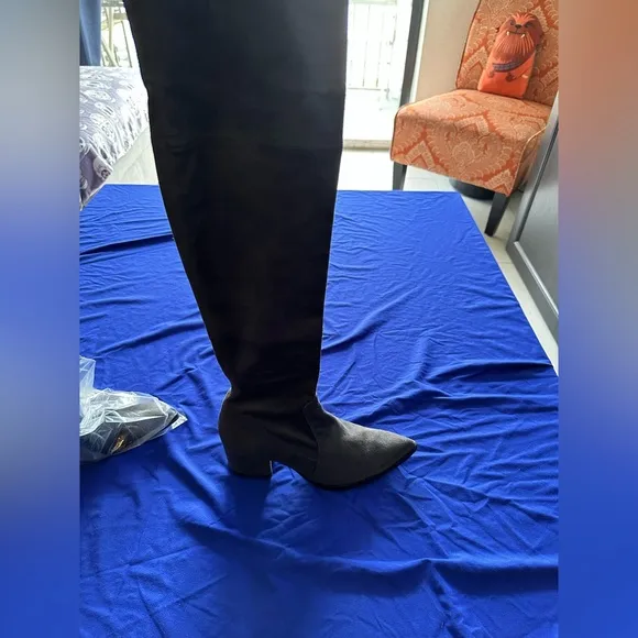Only worn twice Donald J Pliner thigh high gray suede boots