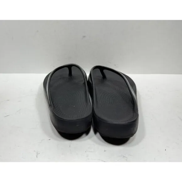 OOFOS Oolala Luxe Matte Black Slide Sandals Flip Flops Women's Size 9