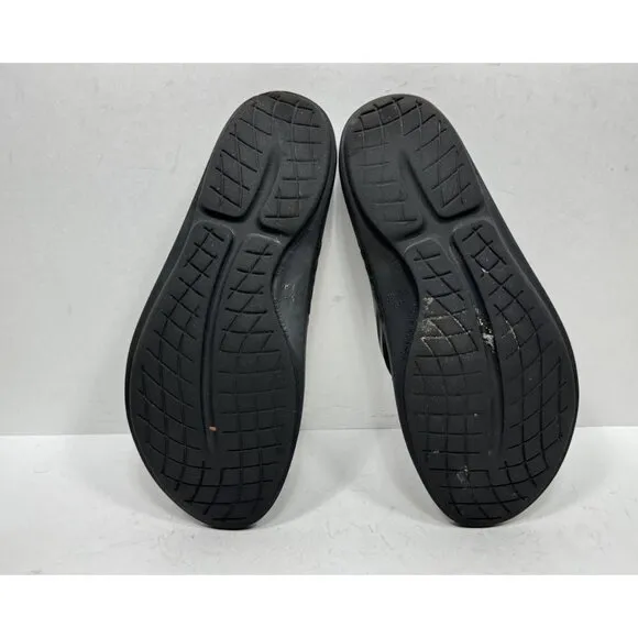 OOFOS Oolala Luxe Matte Black Slide Sandals Flip Flops Women's Size 9