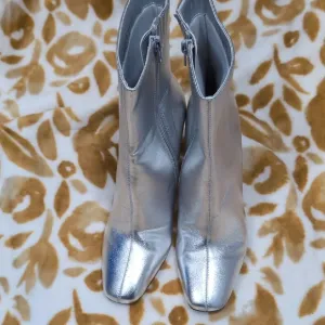 Open Edit Sleek sliver  Ankle Boots